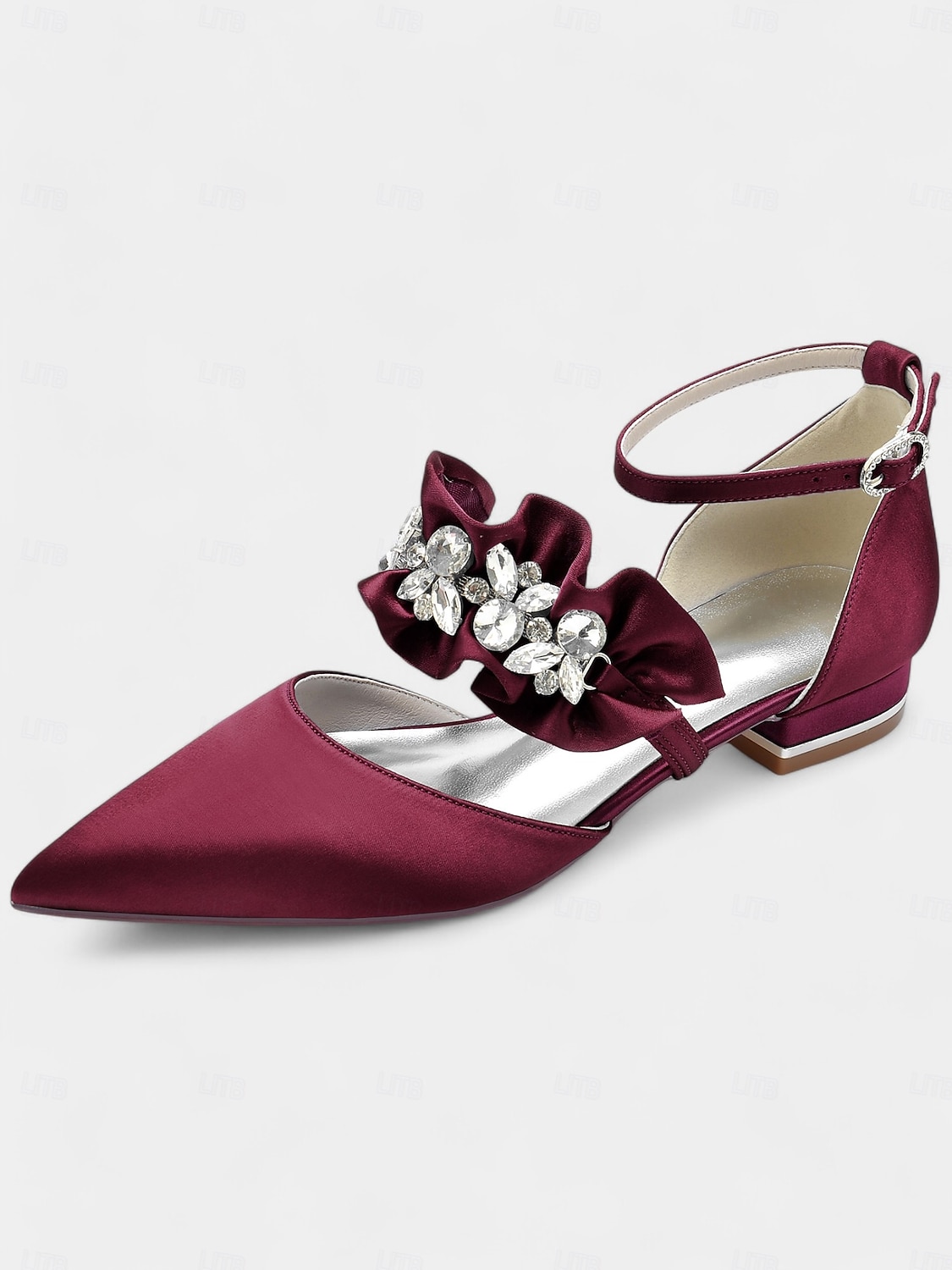 ballerine da donna in raso nero con punta affilata e decorazioni floreali in strass – scarpe eleganti per matrimoni ed eventi formali del 2025 a $64.99 –P12