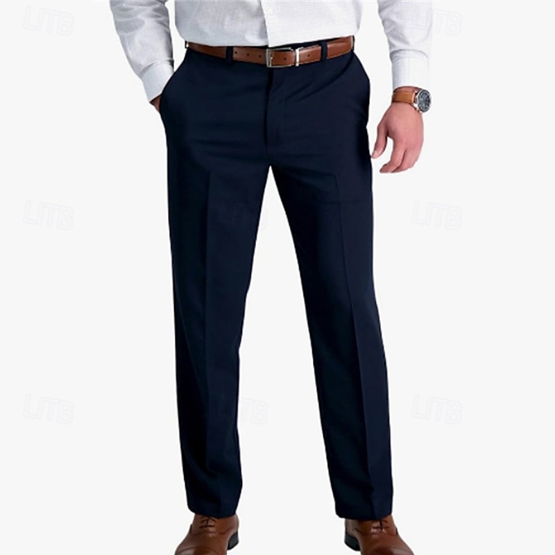 Herr Kostymbyxor Långbyxor Ficka Rakt ben Slät Komfort Mjuk Fullängd Bröllop Utomhus Företag Mode Streetwear Svart Vit 2026 - $29.99 –P1