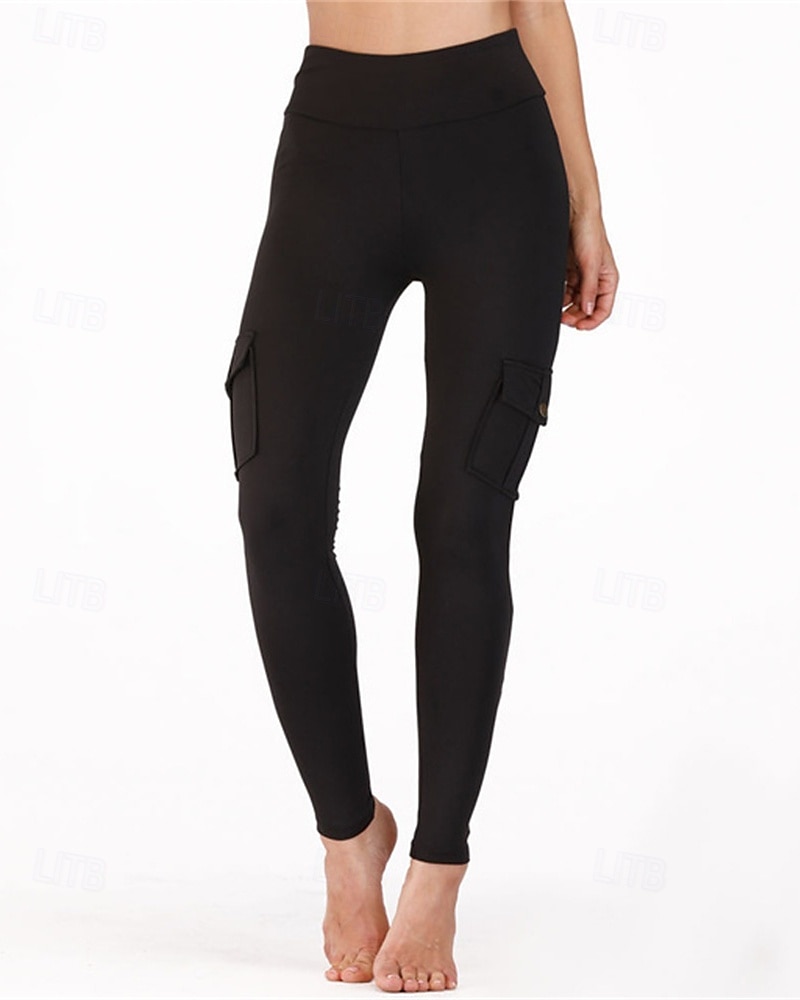 Femmes Pantalon de yoga Leggings de yoga Poches multiples Taille haute Pilates Entraînement en salle Entraînement Collants Couleur Unie Noir gris foncé Vert Automne Des sports Tenues de Sport de 2025 ? $17.99 –P1