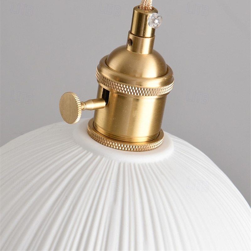 lampada a sospensione moderna di metà secolo lampada a sospensione in vetro lattiginoso lampadario in ottone spazzolato lampada a sospensione rustica a cupola piccola 19 cm 85-265 V del 2025 a $101.99 –P5