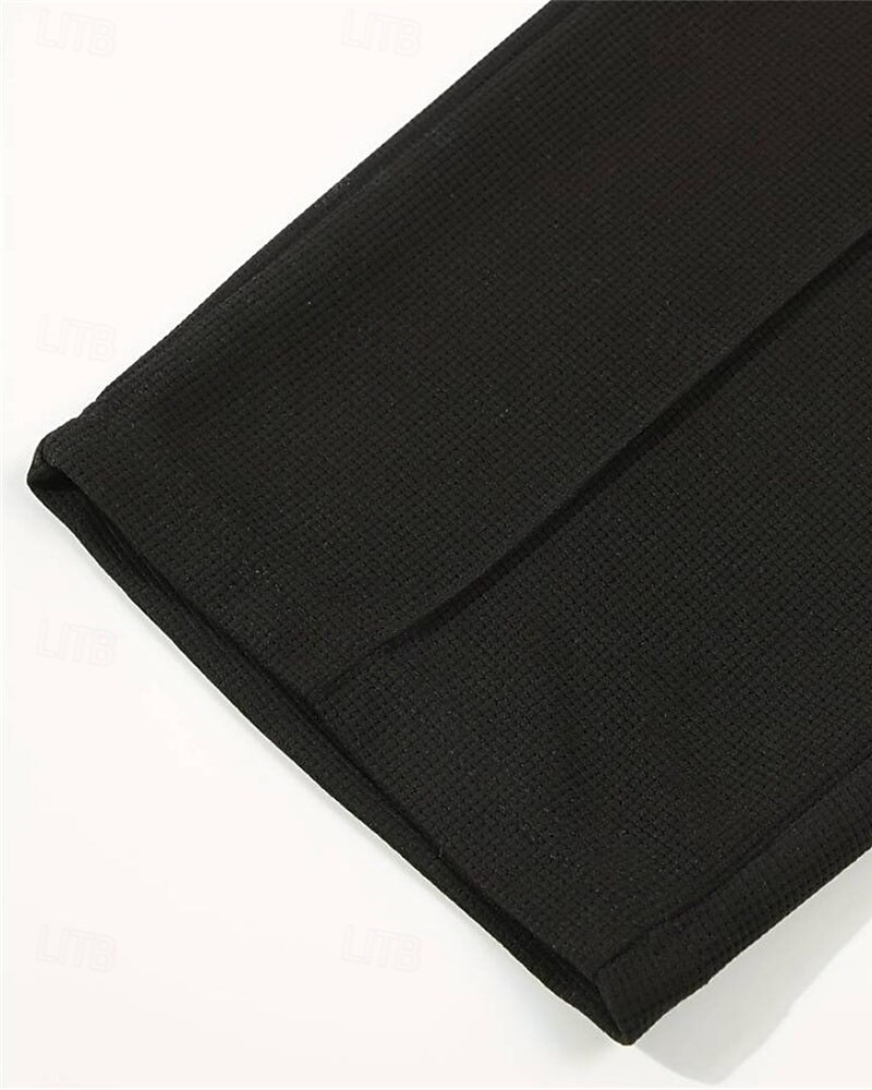 Men's Sweatpants Trousers Pleated Pants Waffle Pants Pocket Drawstring Elastic Waist Plain Comfort Sports Outdoor Daily Fashion Casual Black White Micro-elastic 2025 - zł59.99 –P5