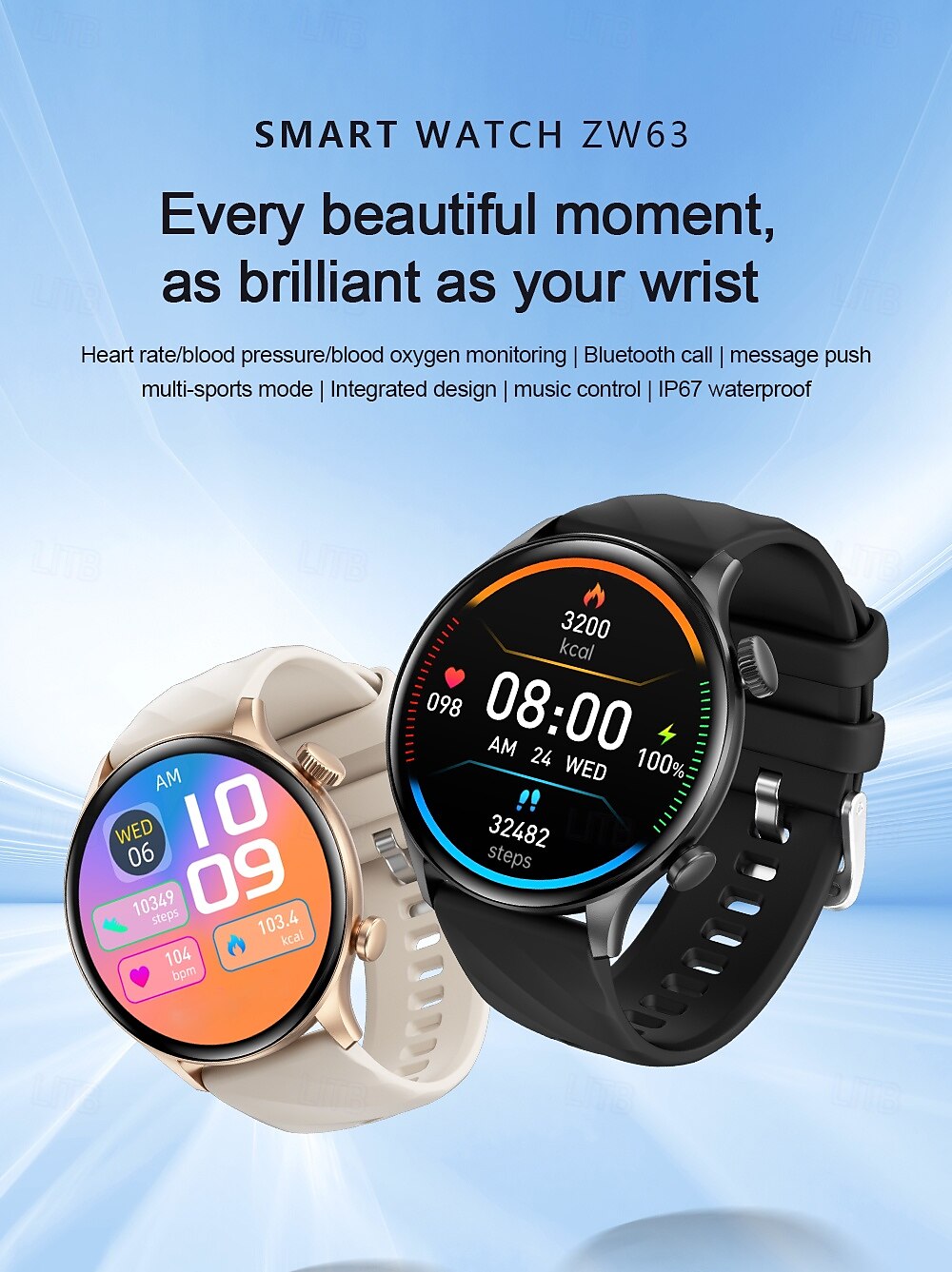 696 ZW63 Smart Watch 1.39 inch Smart Band Fitness Bracelet Bluetooth Pedometer Call Reminder Sleep Tracker Compatible with Android iOS Women Men Hands-Free Calls Message Reminder IPX-0 46mm Watch Case 2025 - $36.99 –P1