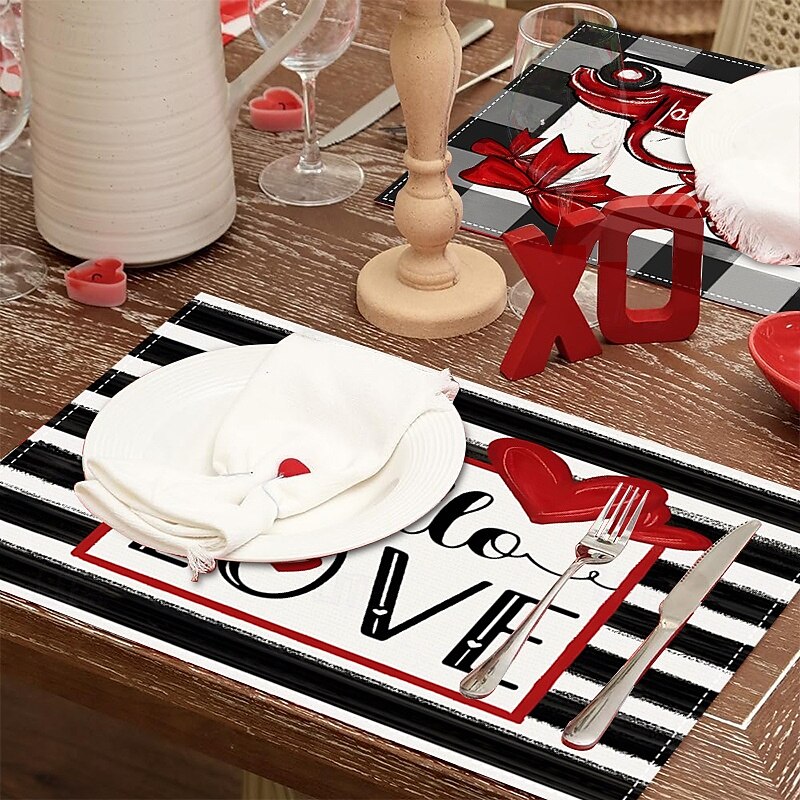 Valentine's Day Placemats Set of 4 Romantic and Decorative Table Mats Featuring Heart or Rose Patterns Durable and Heat-Resistant Perfect for Adding a Touch of Love to Your Dining Table Decor 2025 - $14.49 –P4