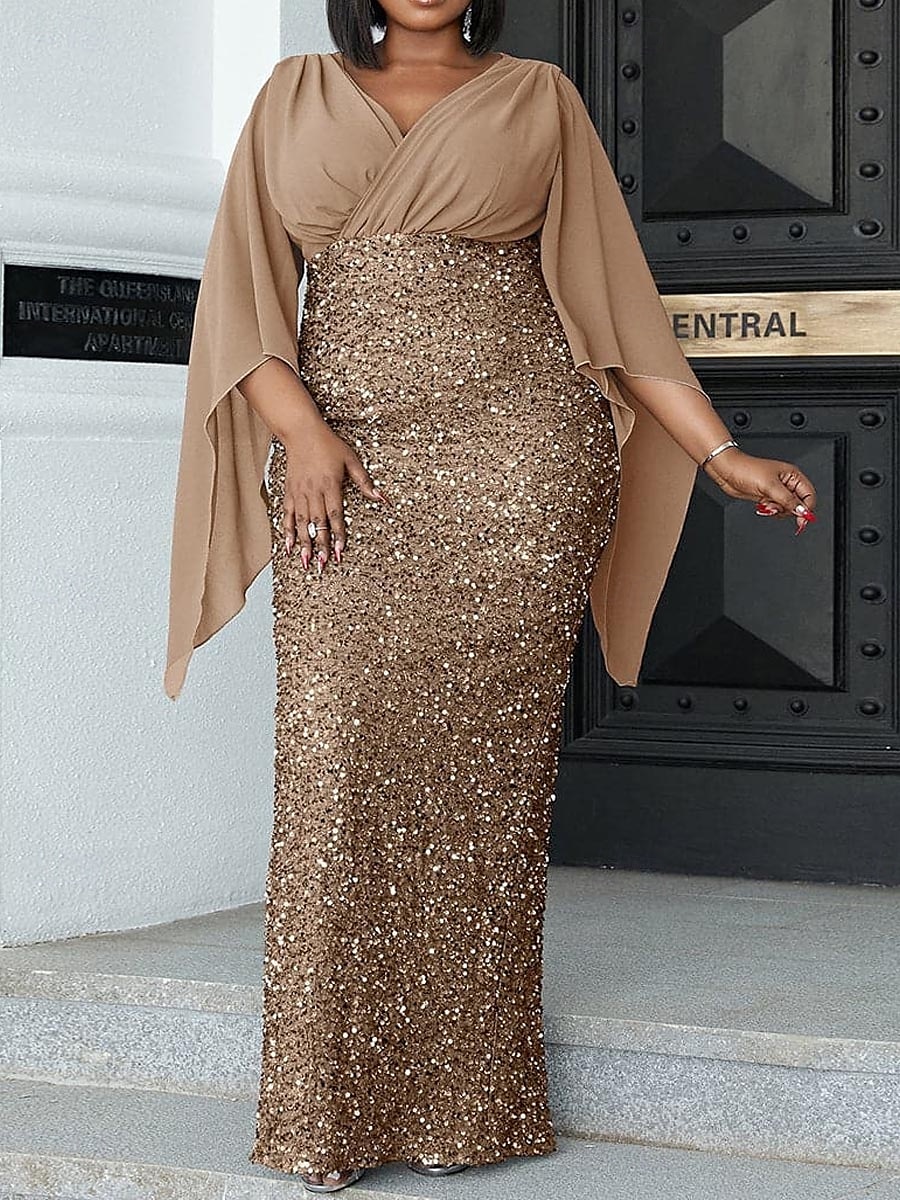 Women's Valentine's Day Maxi Dress Wedding Guest Dress Sheath Dress Plain Fashion Hot Wedding Guest Date Club Zipper 3/4 Length Sleeve V Neck Dress Regular Fit Black Pink Wine Spring Fall 2025 - $74.99 –P4