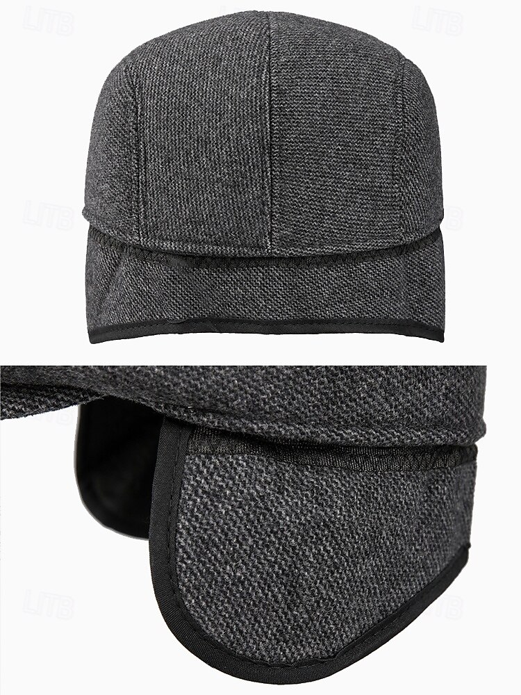 Men's Winter Flat Cap with Ear Flaps - Warm Tweed Newsboy Hat for Outdoor Activities and Casual Wear 2025 - $14.99 –P7