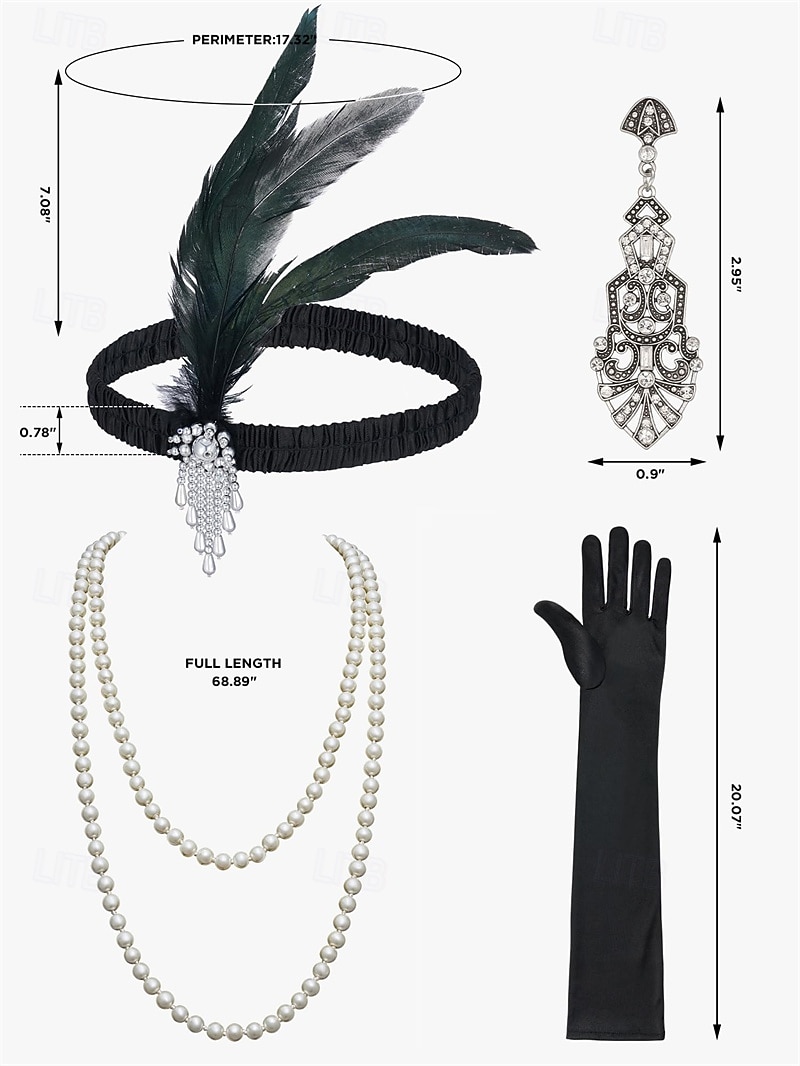Roaring 20s 1920s Knee Length Flapper Dress Outfits Cocktail Dress Sleeveless The Great Gatsby Flapper Girl Wedding Guest Sequins Feather Fringe Scoop Neck Fancy Dress Women's Carnival Costume 7 PCS 2026 - $83.99 –P2
