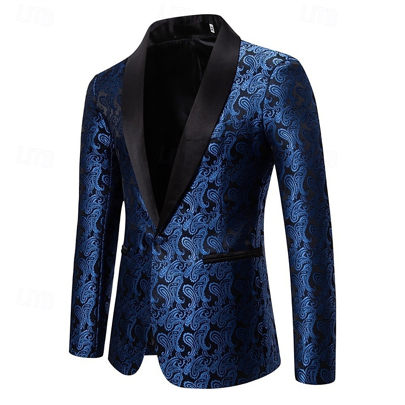 Bărbați Blazer Afaceri Petrecere cu cocktail Petrecere Nuntă Modă Casual Primăvara & toamnă Poliester Imprimeu Paisley Buzunar Nasturi Comfortabil Cu Un Nasture Blazer Argintiu Gri Închis Negru Alb 2026 - $60.99 –P7