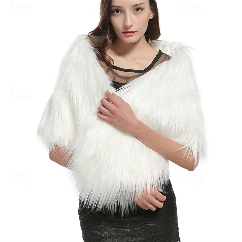 imitert pels skulder sjal wrap viking cape for kvinner brude bryllup skuldertrekk fest vinter capelet 2025 - $52.99 –P6