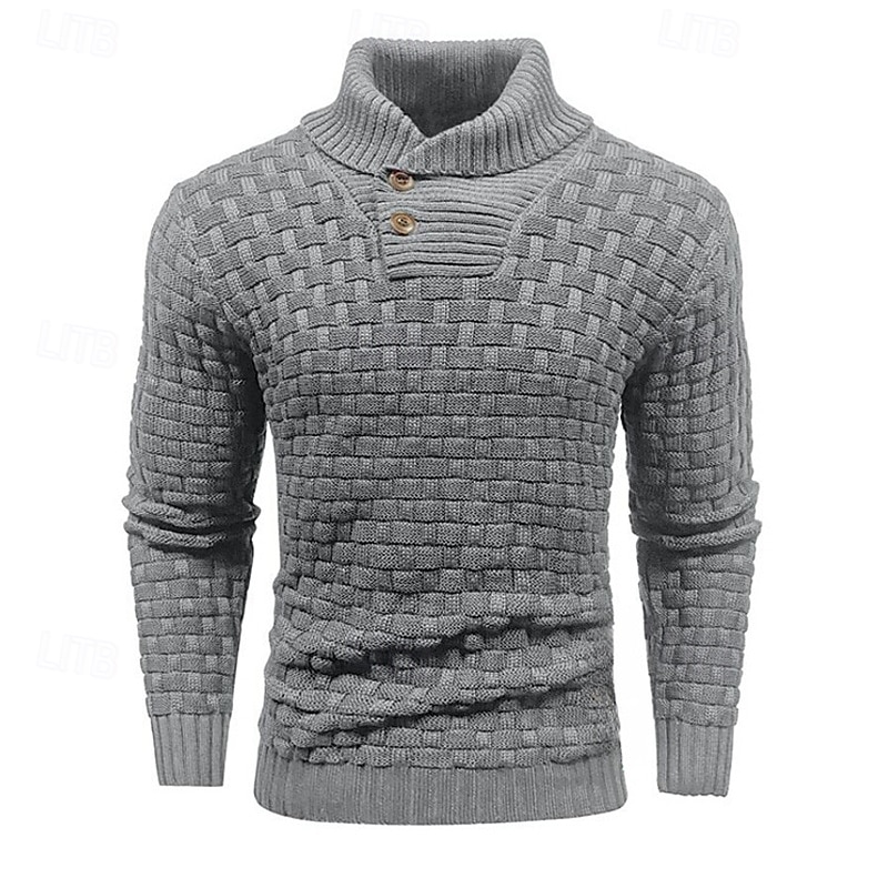 Men's Pullover Sweater Jumper Knit Sweater Ribbed Knit Regular Knitted Plain Turtleneck Fashion Basic Vacation Daily Wear Clothing Apparel Fall & Winter Black Yellow S M L 2025 - $37.99 –P6