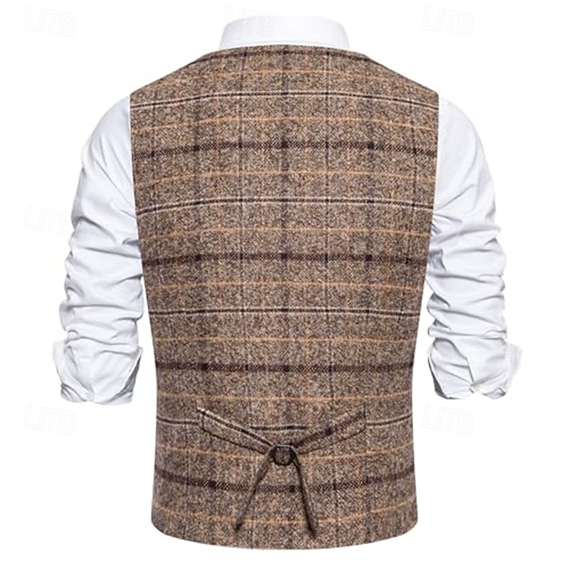 Goldene Zwanziger 1920er Retro Vintage Outfits Weste Zubehörset Gentleman Gangster Karomuster Schachbrett Kostüm Herren Karnevalskostüm 4 Stücke Halloween Karneval Neujahr Maskerade Cocktailparty 2026 - $79.99 –P2