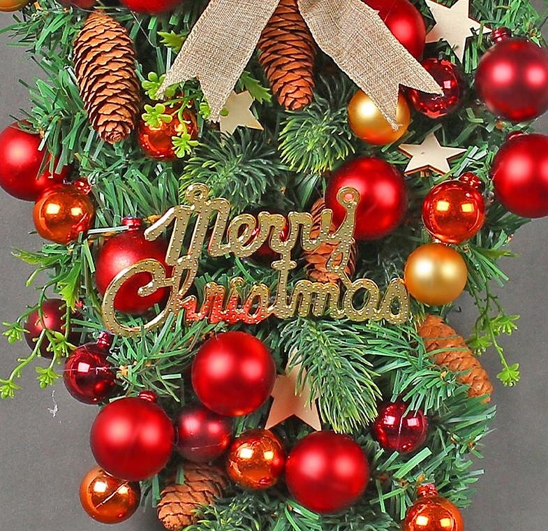 couronne de Noël en rotin pour porte d'entrée, décoration murale, boule, pendentif d'arbre à l'envers, décoration créative, mise en page de scène de fenêtre, arc, porte suspendue de 2025 ? $34.99 –P10