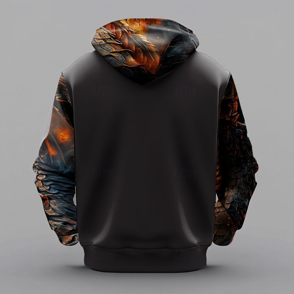 Pánské Drak Kapucky Kapuce Mikina s kapucí Kapuce Módní 3D tisk Dovolená Jdeme ven Streetwear Černá Zip Šňůrky Podzim Zima Návrhář 2025 - $29.99 –P2