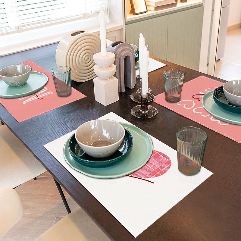 Valentine's Day Placemats Set of 4 Romantic and Decorative Table Mats Featuring Heart or Rose Patterns Durable and Heat-Resistant Perfect for Adding a Touch of Love to Your Dining Table Decor 2025 - $14.49 –P3