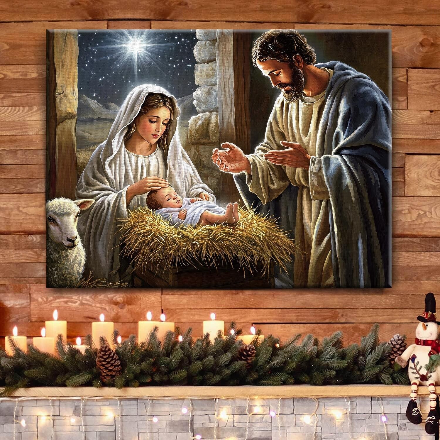 2025年 クリスマスのキリスト降誕シーン LED キャンバス ウォール アート LED ライトアップ ウォール デコレーション 2AA 電池式 ライトアップ キャンバス プリント LED ライト キッチン 寝室 または 家の装飾  コレクション – $51.99 –P3