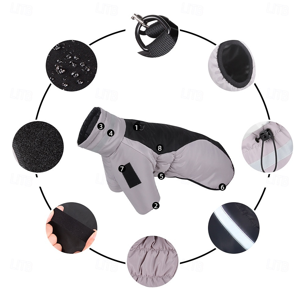 Hund Kappor Jakke Puffer Jack Vinter Reflekterande Vattentät Varm Utomhus Inomhus Hemma kläder Stor 2025 - $21.99 –P7