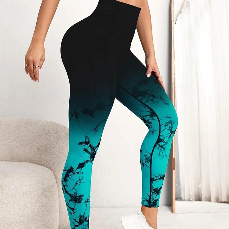 Pantalon de yoga Leggings de yoga Femmes Yoga Entraînement en salle Pilates Collants Taille haute Teinture par nouage Automne Des sports Tenues de Sport Élastique Mince Noir Blanche de 2025 ? $16.49 –P10