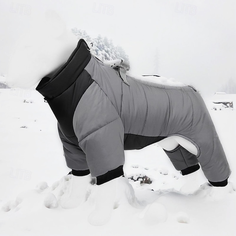 casaco de cachorro de inverno com perna d-ring traje reflexivo à prova dwaterproof água roupas de jaqueta de cachorro roupas de neve à prova de vento roupas de inverno forradas de algodão quente para de 2025 por $32.99 –P3
