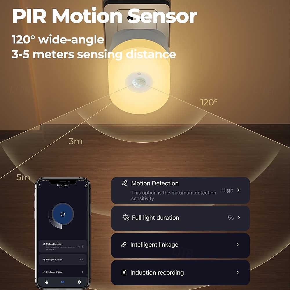 tuya wifi lit human body induction mała lampka nocna multi-gear ściemnianie domowe lampka nocna kontrola lampka sypialna kompatybilna z alexa google home 2025 - $31.99 –P5
