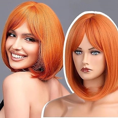 peruka bob z grzywką krótkie peruki bob dla kobiet krótkie syntetyczne peruki odporne na ciepło wyglądające naturalnie do codziennego użytku na imprezę i cosplay 2025 - $22.99 –P5