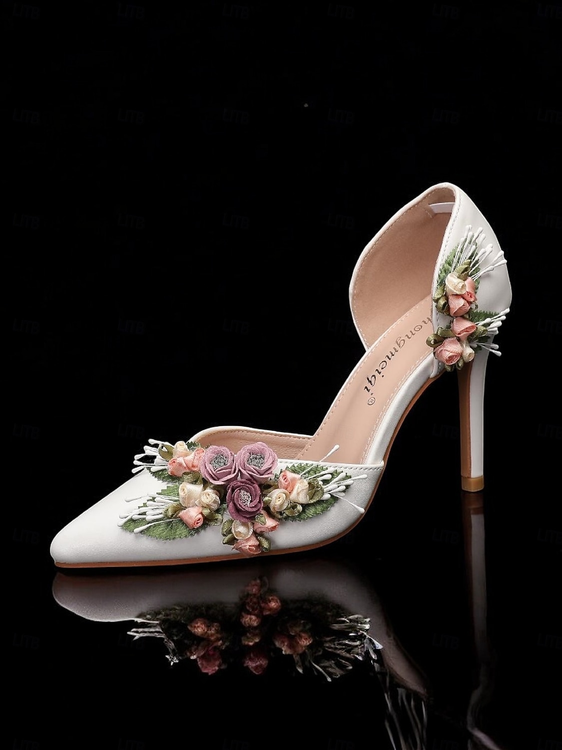 Women's White Bridal D'Orsay Stiletto Heels – Pointed Toe Wedding Pumps with 3D Floral Embellishment for Garden & Church Weddings 2026 - $59.99 –P8
