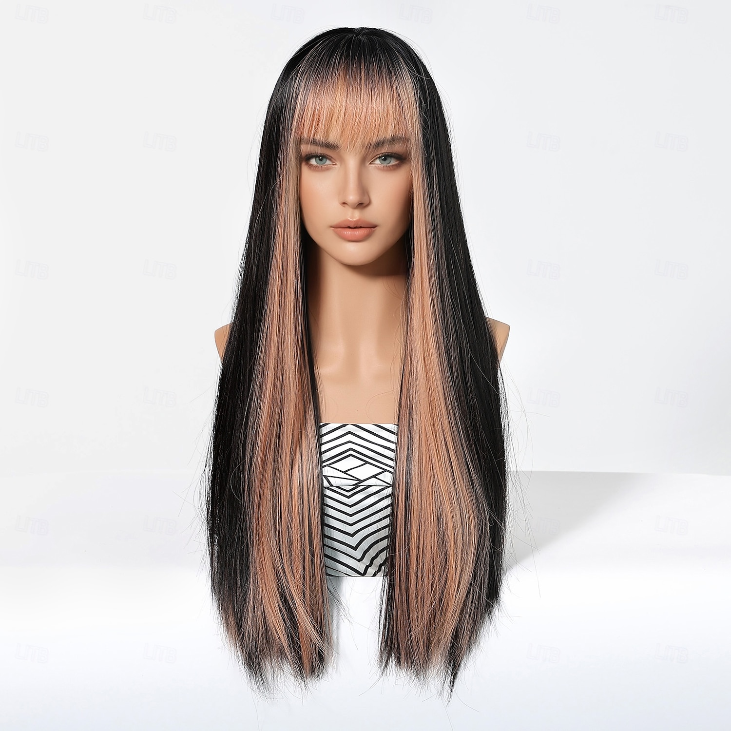 Synthetic Wig Uniforms Career Costumes Princess Straight kinky Straight Middle Part Layered Haircut With Bangs Machine Made Wig 26 inch Black Synthetic Hair Women's Cosplay Party Fashion Black 2026 - $25.99 –P3