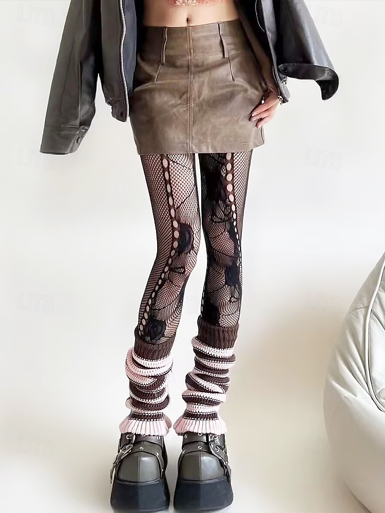 dámské vintage krajkové síťované punčochy – složité punčochy s květinovým vzorem, ideální pro vrstvené boho outfity a zvláštní příležitosti 2025 - $9.99 –P5