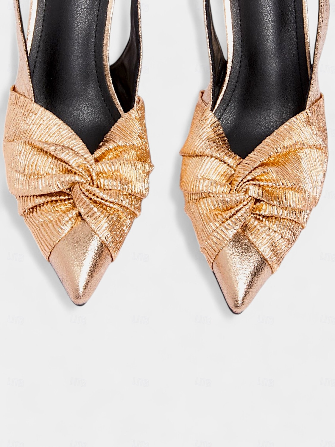 naisten metallikultaiset slingback kitten heel -kengät - tyylikkäät kierretty solmumuotoiset teräväkärkiset pumput ilta- ja juhlapukeutumiseen 2025 - $34.99 –P8