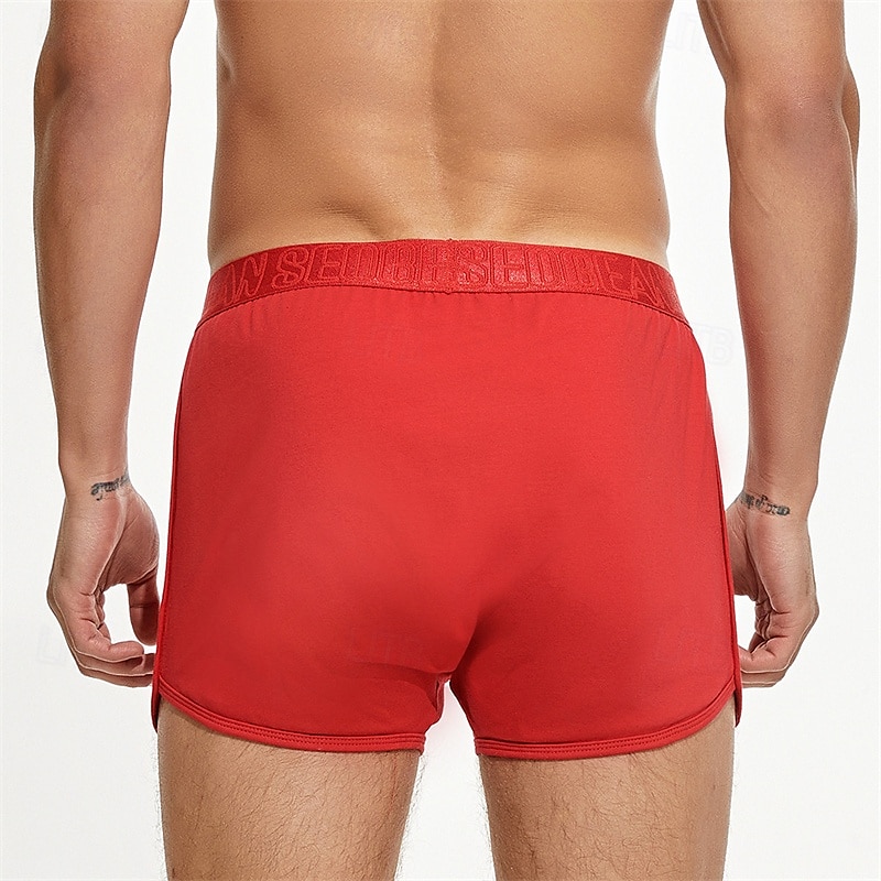 Men's 1 PCS Boxers Underwear Boxer Shorts Elastic Waist 50% Cotton Breathable Soft Comfortable Solid Color Mid Rise Black White 2025 - $11.49 –P9