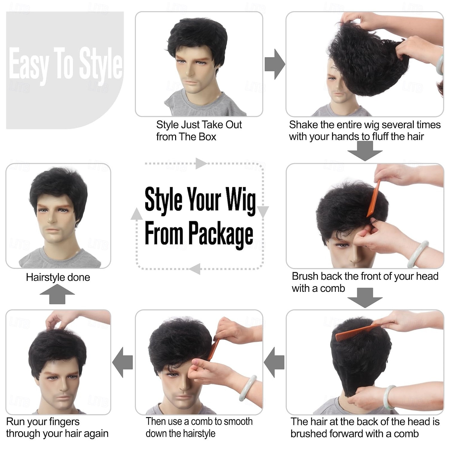Mens Brown Wig Male Guy Short Layered Cosplay Costume Party Natural Hair 2026 - $18.99 –P6