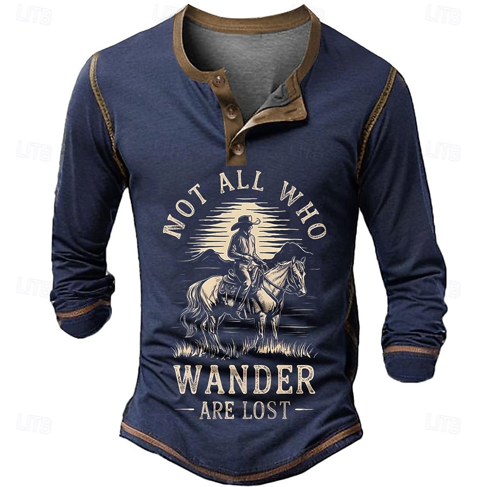 Férfi Hosszú Ujjú Henley Póló 'Nem Mindenki Aki Bolyong Az Elveszett' Grafikus - Kaland  Felfedezés Életstílus Póló 2026 - $23.99 –P1