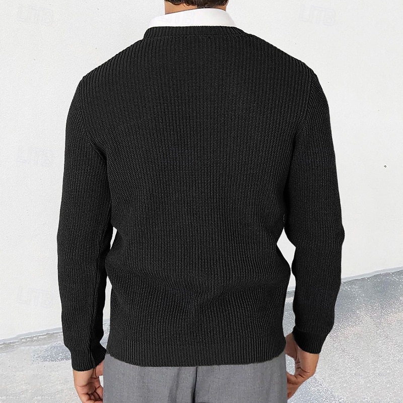 Per uomo Cardigan Maglione Cardigan Maglione corto Cavo lavorato a maglia Maglia Standard Bottone giù Liscio A V Di tendenza Classico Da tutti i giorni Appuntamento Abbigliamento Autunno inverno Nero del 2026 a $44.99 –P5