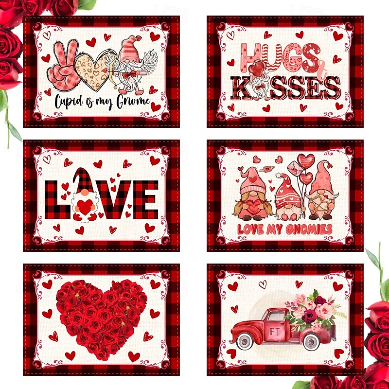 Valentine's Day Placemats Set of 4 Romantic and Decorative Table Mats Featuring Heart or Rose Patterns Durable and Heat-Resistant Perfect for Adding a Touch of Love to Your Dining Table Decor 2025 - $14.49 –P5