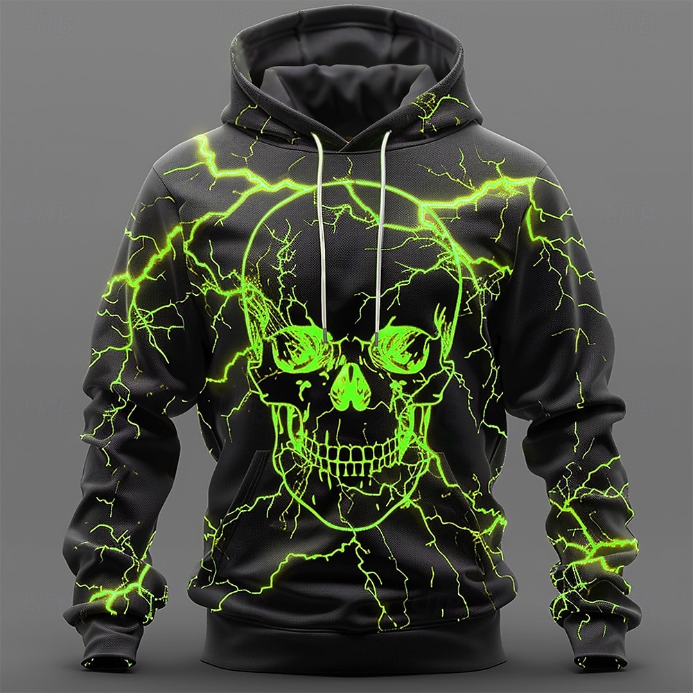 Homens Caveiras Moletons Moletom Casacos Moletom com capuz Gola Redonda Moda Impressão 3D Festa Feriado Streetwear Amarelo Roxo Com Cordão Outono Inverno Designer de 2025 por $29.99 –P4