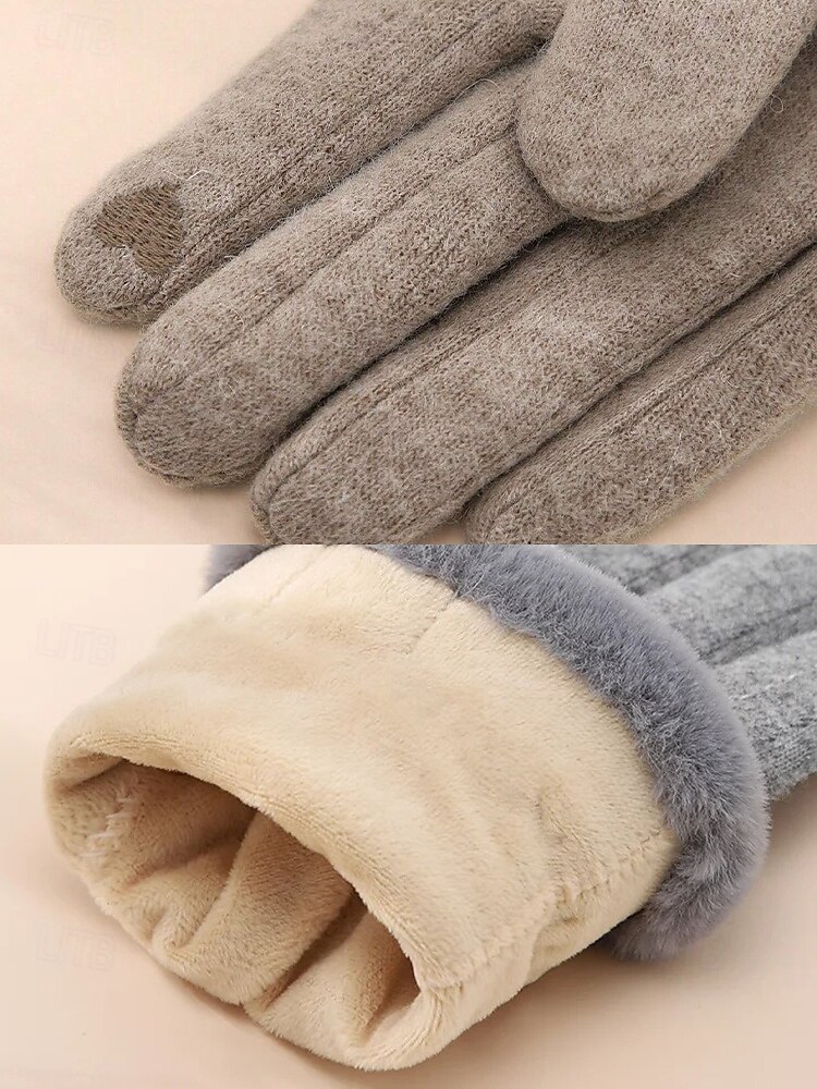 Women's Winter Fleece-Lined Touchscreen Gloves with Heart Detail – Warm and Stylish for Outdoor Cold Weather, Perfect Gift Idea 2025 - $14.99 –P7