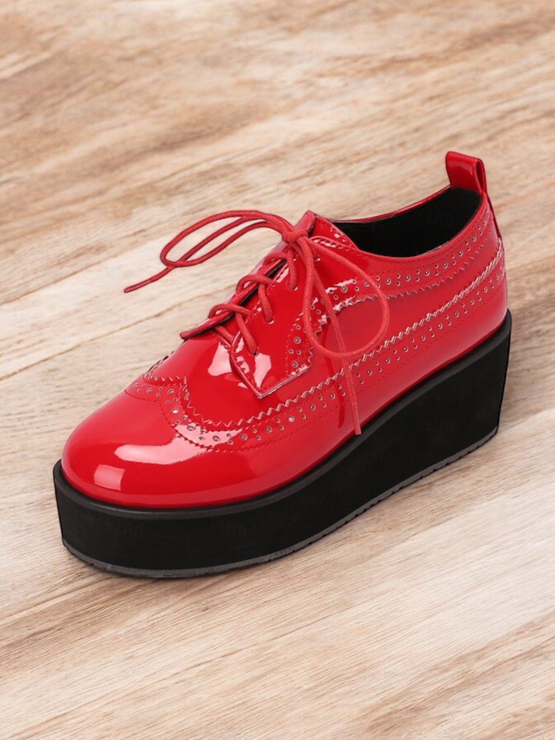 schwarz-weiße Damen-Brogue-Oxfords mit Plateausohle – Schnürschuhe aus Vintage-Lackleder mit dicker Sohle 2025 - $54.99 –P7