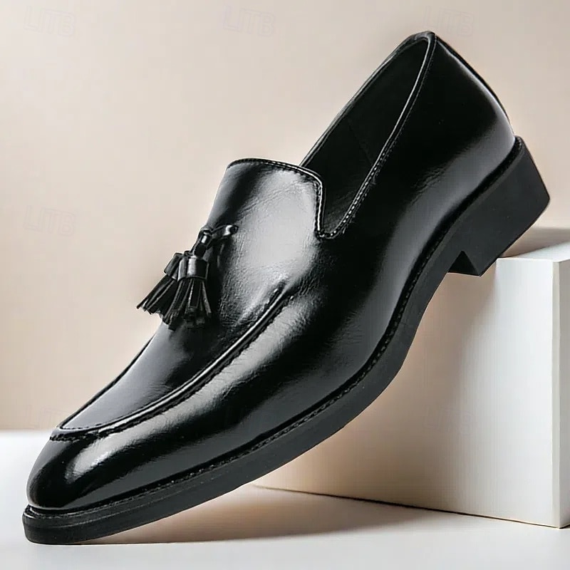 Rote Loafer aus Kunstleder für Herren mit Quastendetail – elegante Schlupfschuhe für formelle Anlässe und das Büro 2025 - $46.99 –P2