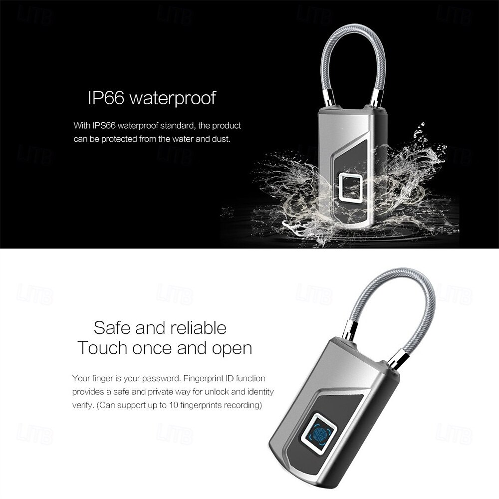 מנעול טביעת אצבע מנעול חכם נירוסטה ip66 מנעול אבטחה ביומטרי עמיד למים ללוקר חדר כושר מזוודת מזוודות 2025 - $68.99 –P8
