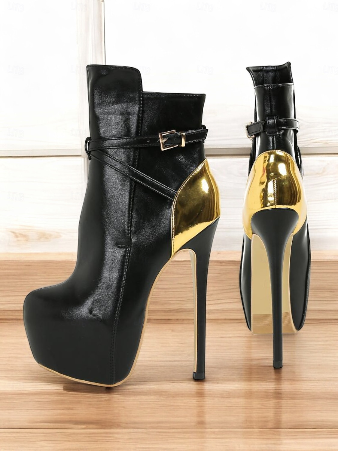 bottines à talons aiguilles rouges pour femmes – bottines tendance à talons hauts avec accent doré pour les fêtes et les soirées de 2025 ? $69.99 –P2