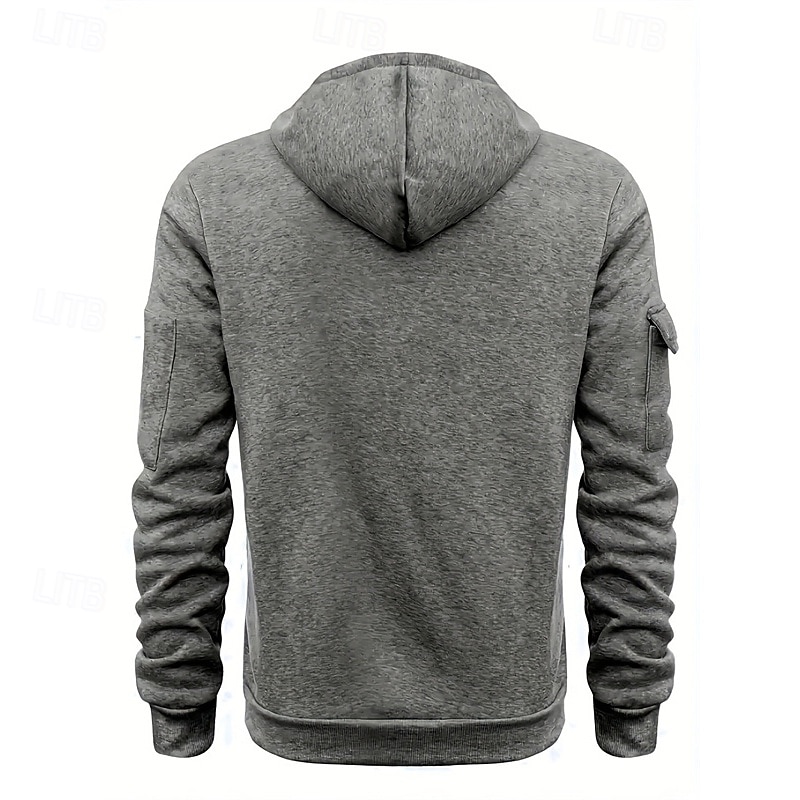 Voor heren Trui met capuchon Hoodie met kwartrits Zwart Wijn Marineblauw blauw Bruin Capuchon Effen Zak Sport & Outdoor Dagelijks Feestdagen Polyester Streetwear Basic Casual Lente & Herfst Kleding 2026 - $31.99 –P2
