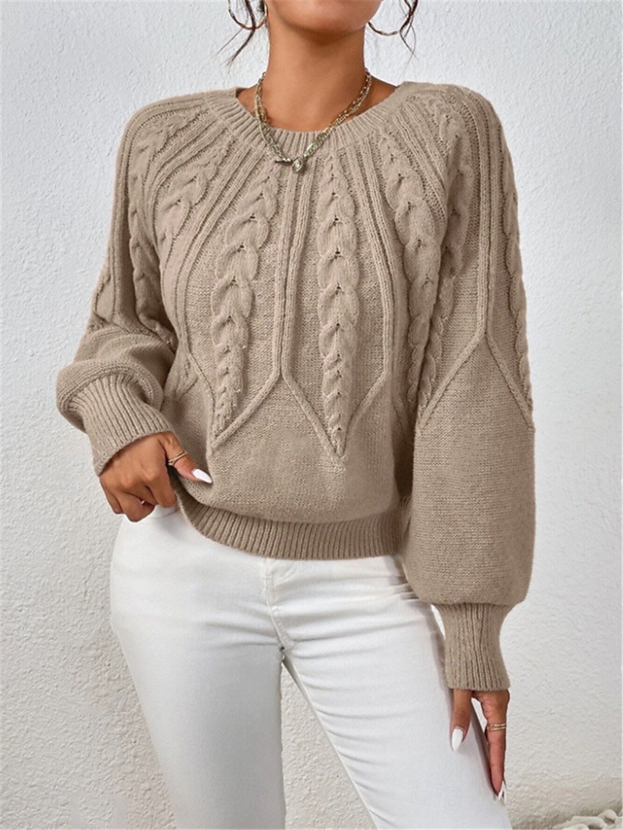 Per donna Felpa Informale Morbido Colore puro Cavi Girocollo Lavorato a maglia Manica lunga Top regolari Maglia Esterno Giornaliero Fine settimana Nero Bianco Autunno Inverno del 2025 a $29.99 –P1