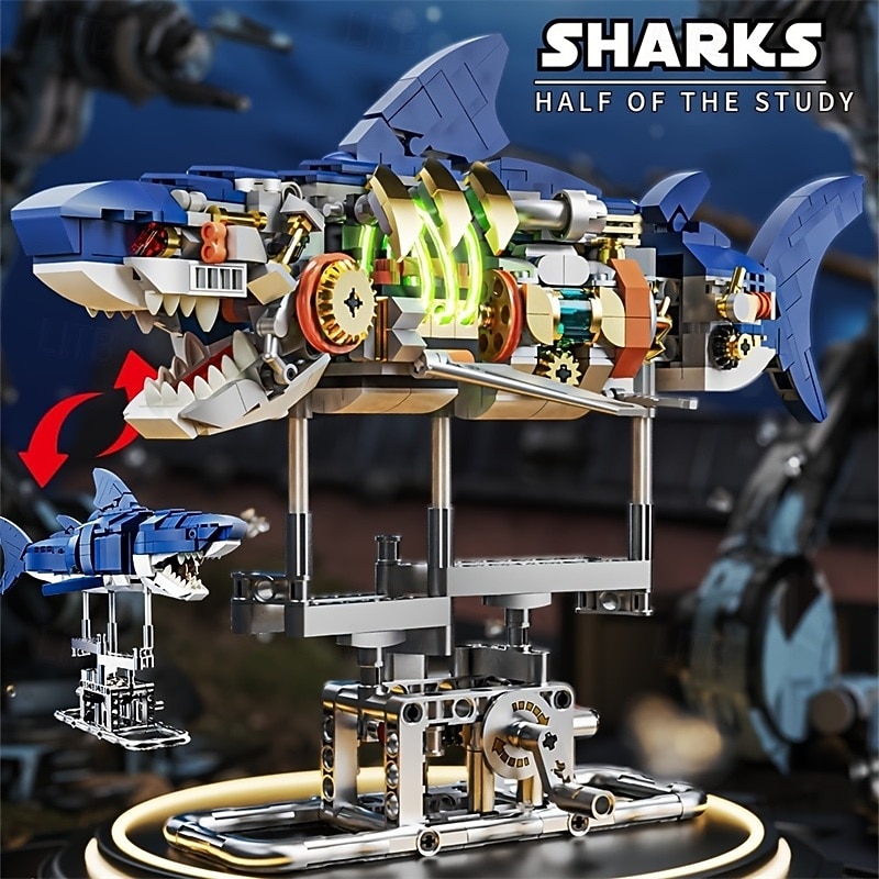 687 Pieces Shark Sea Creatures Building Set Marine Animal STEM Toys With Display Stand And Light For Crossing Sea Lovers 2025 - $59.99 –P4
