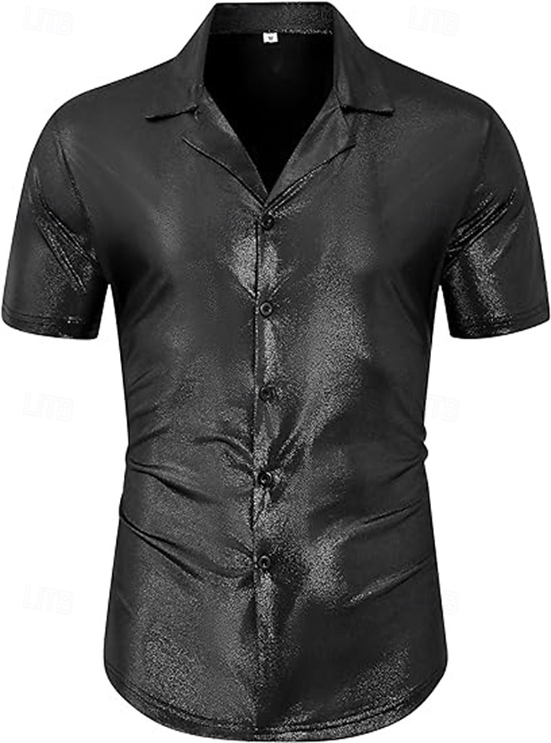 Retro Vintage 1970s 1980s Shirt Disco Shiny Metallic Fancy Dress Men's Carnival Costume Halloween Carnival Mardi Gras Performance Party Club Adults' Shirt Spring & Summer 2026 - $24.99 –P8