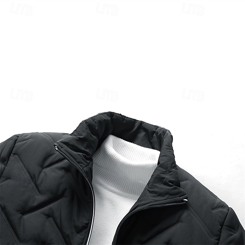 Pánské Zimní kabát Puffer bunda Prošívaná bunda Přechodová bunda Kapsy Polyester Dovolená Denní nošení Rande Standardní Módní Na běžné nošení Pohodlné Zahřívací Podzim zima Plná / Jednobarevná Čern 2026 - $39.99 –P4