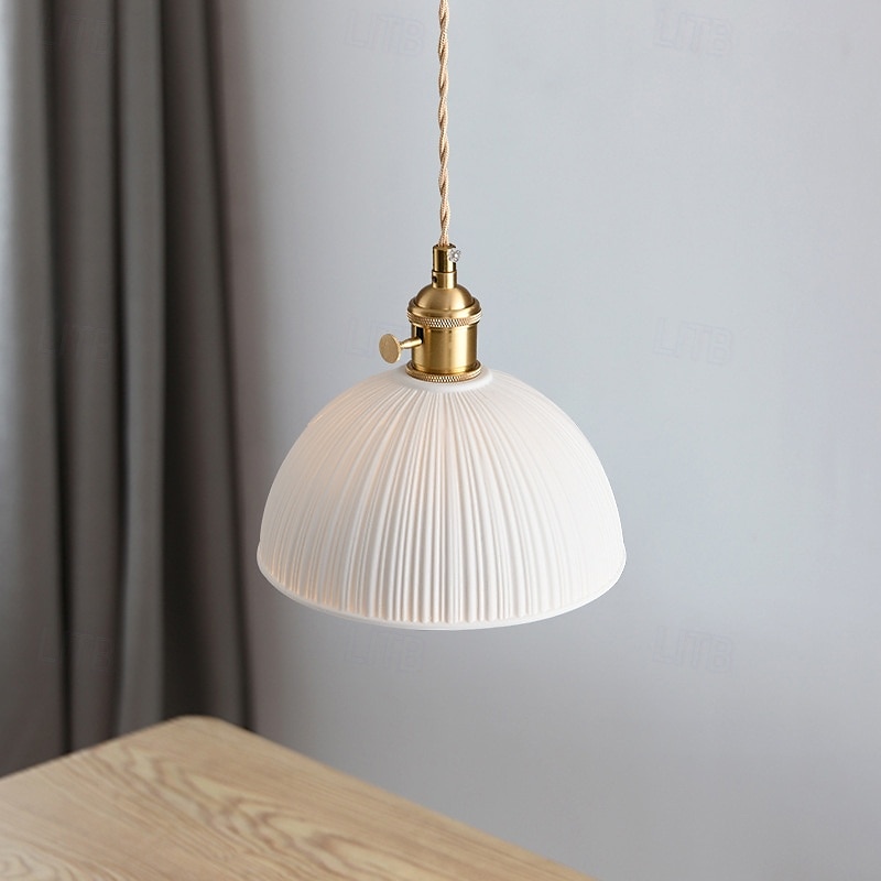 lampada a sospensione moderna di metà secolo lampada a sospensione in vetro lattiginoso lampadario in ottone spazzolato lampada a sospensione rustica a cupola piccola 19 cm 85-265 V del 2025 a $101.99 –P4