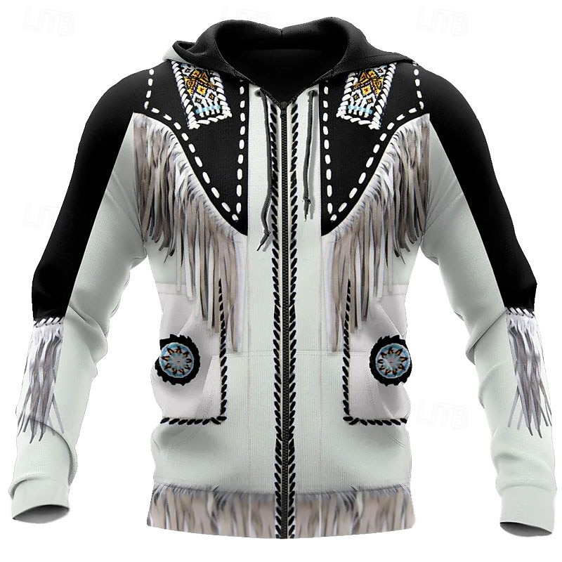 Men's Graphic Prints Hoodie Hoodies Sweatshirt Full Zip Hoodie Long Sleeve Hooded Sweatshirt Hooded Streetwear 3D Print Sports & Outdoor Daily Sports Black+Brown Black Zipper Print Spring & Fall 2025 - $33.99 –P5