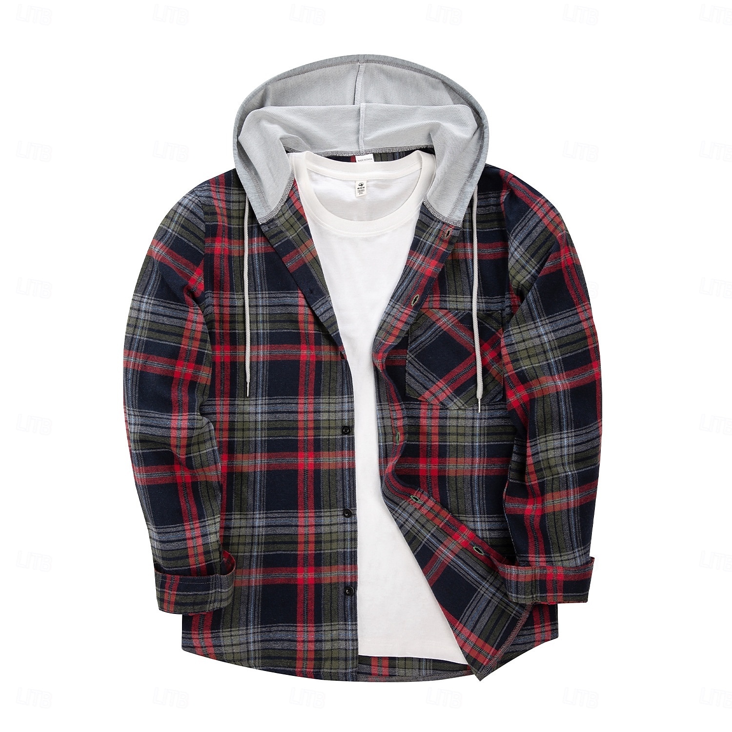 Men's Shirt Flannel Shirt Overshirt Christmas Shirt Black Green Coffee Long Sleeve Plaid Hooded Outdoor Street Clothing Apparel Fashion Casual Comfortable 2026 - $26.99 –P5