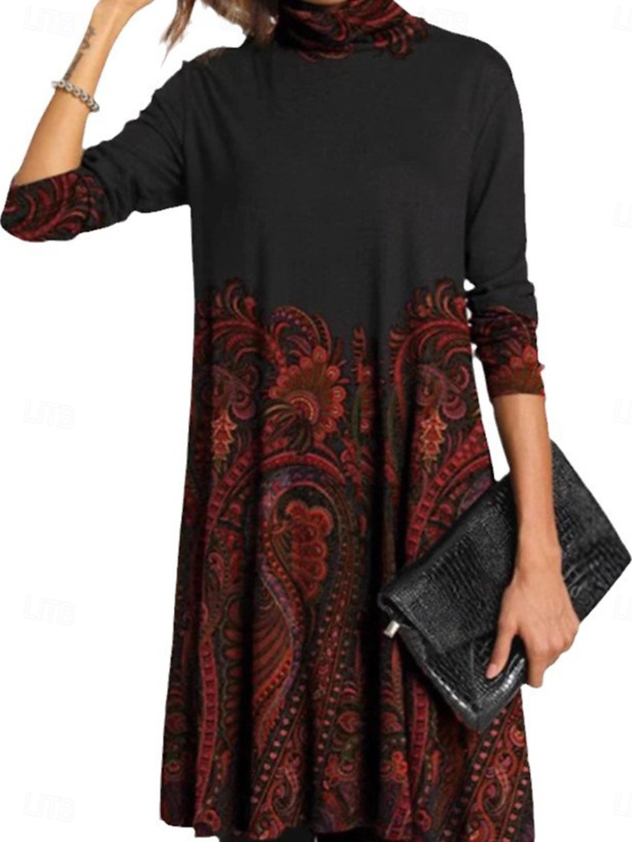 rochie casual dama cu imprimeu floral rochie midi cu guler rochie eleganta casual acasa zilnic vara toamna 2025 - $33.99 –P3