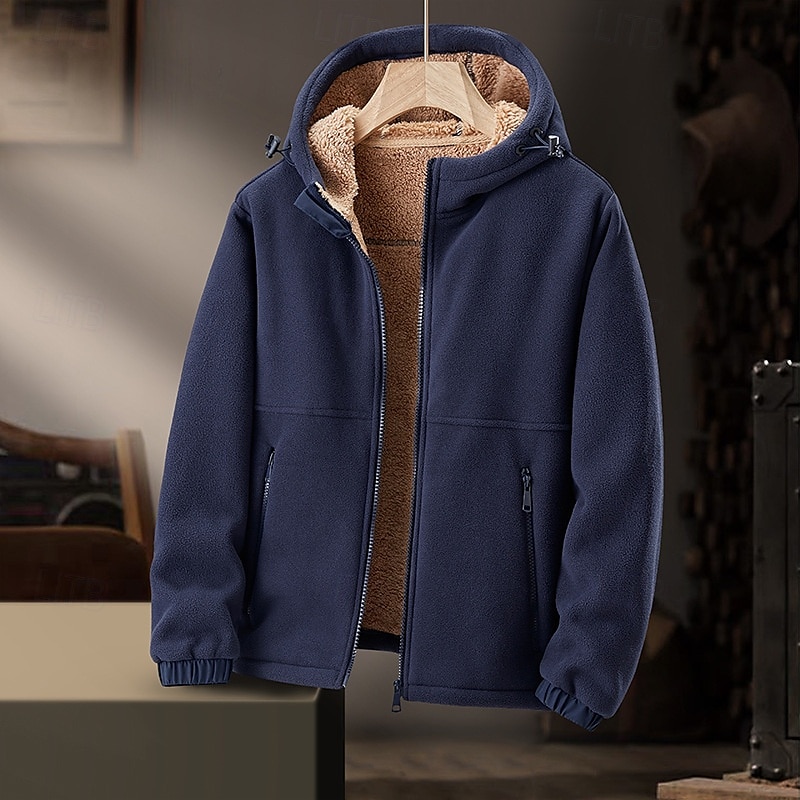 Ανδρικά Χειμωνιάτικα μπουφάν Μπουφάν fleece Casual Jacket Καθημερινά Διακοπές Διατηρείτε Ζεστό Τσέπη Φλις Φθινόπωρο & Χειμώνας Σκέτο Μοντέρνα Κομψό στυλ street Με Κουκούλα Κανονικό 2025 - $56.99 –P1
