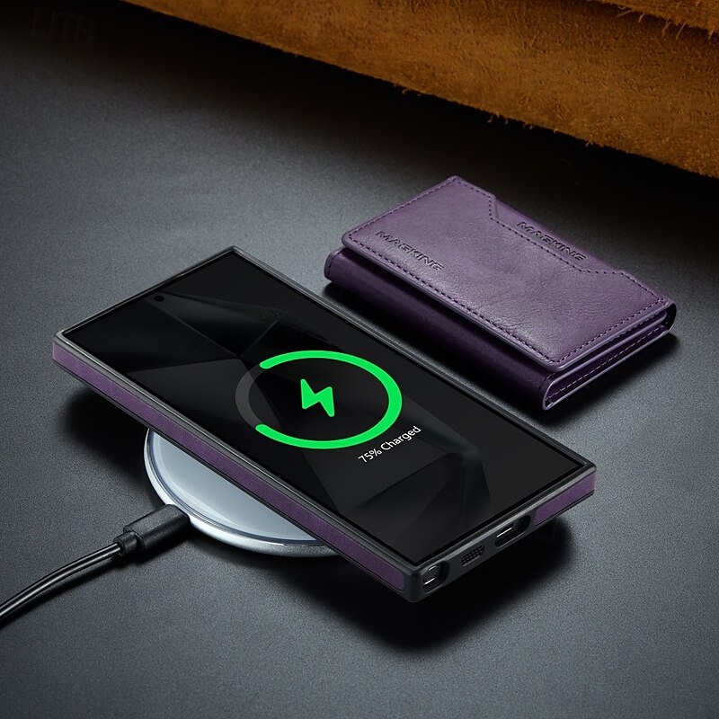 puhelin Etui Käyttötarkoitus S24 Ultra S24 Plus S24 S23 Ultra S25 Ultra Takakuori Tuella Magneetti Tukee langatonta latausta Retro TPU PU-nahka 2025 - $26.99 –P9