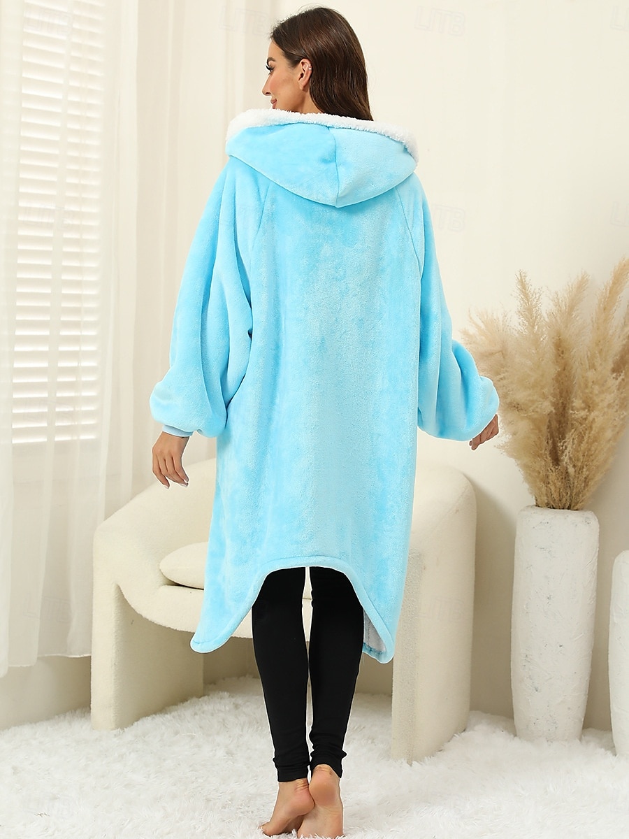 Voksne Helfarge Onesie-pysjamas Oversized hetteteppe Bærbart teppe med lomme Onesie-pysjamas Kigurumi pyjamas søt stil Til Damer og Herrer Karneval Maskerade Tegnefilm 2025 - $46.99 –P5